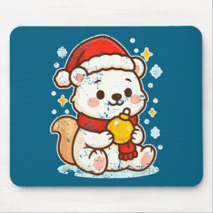 Tapis De Souris Nounours Lar Bear Hiver Avec Chapeau De Père Noël