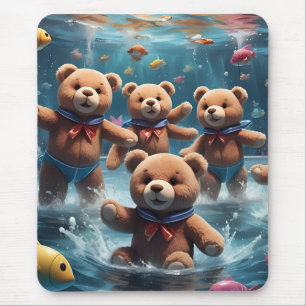 Tapis De Souris Nounours nager dans un bassin de poissons
