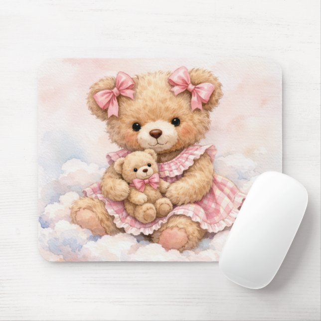 Tapis De Souris Nounours ourson assis sur un nuage (Avec souris)