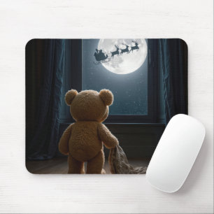 Tapis De Souris Nounours regardant le Père Noël