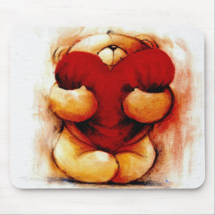 Tapis De Souris Nounours vintage avec le coeur