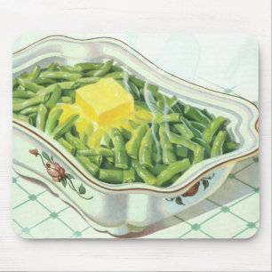 Tapis De Souris Nourriture vintage, casserole de haricots verts av