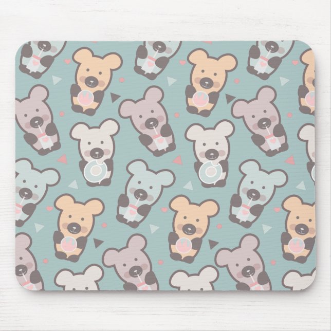 Tapis De Souris Nourritures sucrées Oursons Mignons Confettis    (Devant)