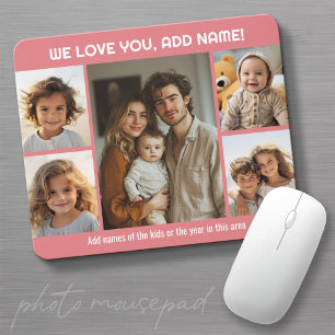 Tapis De Souris Nous aimons Ajouter un nom - 5 Collage de photos