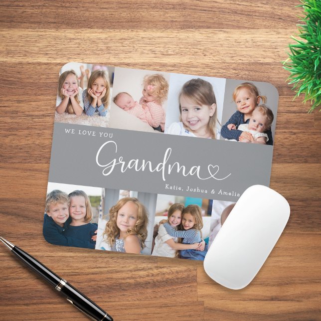 Tapis De Souris Nous vous aimons Grand-mère Script 8 Photo Moderne (Créateur téléchargé)