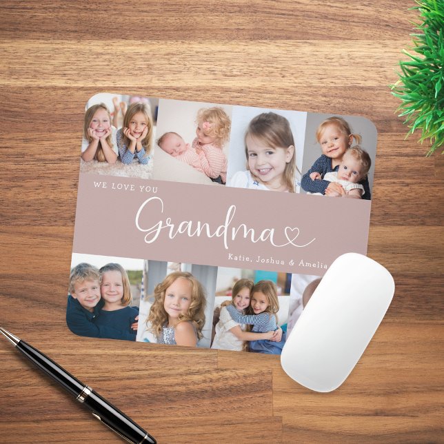 Tapis De Souris Nous vous aimons Grand-mère Script 8 Photo Moderne (Créateur téléchargé)