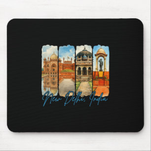 Tapis De Souris Nouveau Delhi Inde Voyage Voyage Pinceau Souvenir