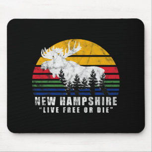 Tapis De Souris Nouveau Hampshire Live Or Die Vintage Forêt de Moo