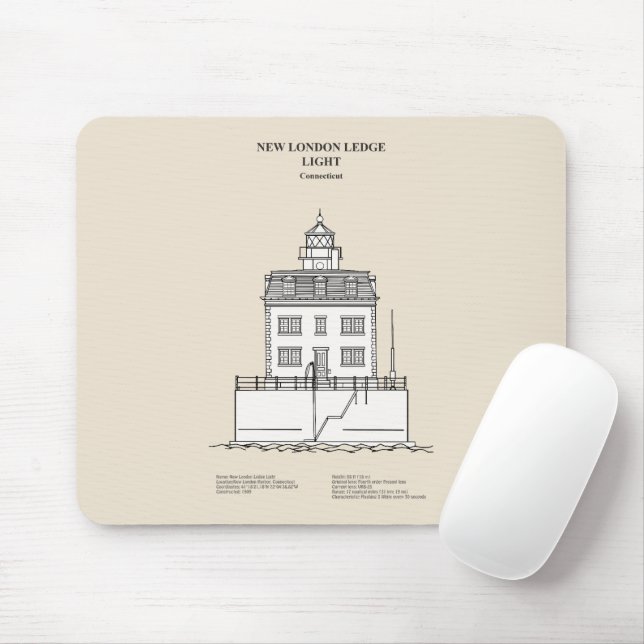 Tapis De Souris Nouveau phare London Ledge - Connecticut - SBD (Avec souris)