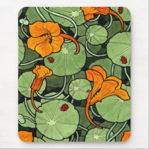 Tapis De Souris NOUVEAUTÉ ! Nasturtiums Art Nouveau