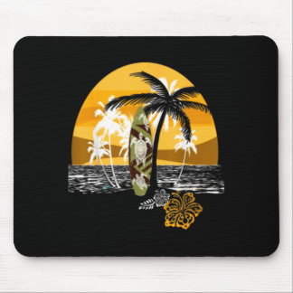 Tapis De Souris Nouveauté Rétro Été Plage Palmier