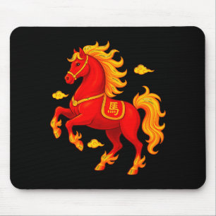 Tapis De Souris Nouvel An chinois 2026 Année du Cheval de Feu Flam
