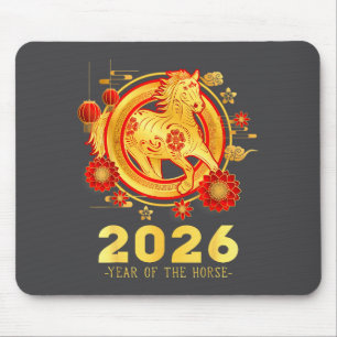 Tapis De Souris Nouvel An chinois 2026 Année du Cheval Happy Luna