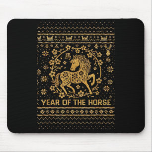 Tapis De Souris Nouvel An Chinois 2026 Année du Cheval Sweat Horri
