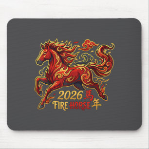 Tapis De Souris Nouvel An chinois du cheval 2026 Cheval de feu Chi