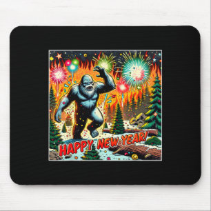 Tapis De Souris Nouvelle année drôle 2024 Bigfoot et feux d'artifi
