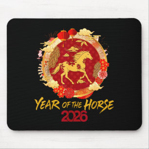 Tapis De Souris Nouvelle année lunaire chinoise 2026 du cheval vin