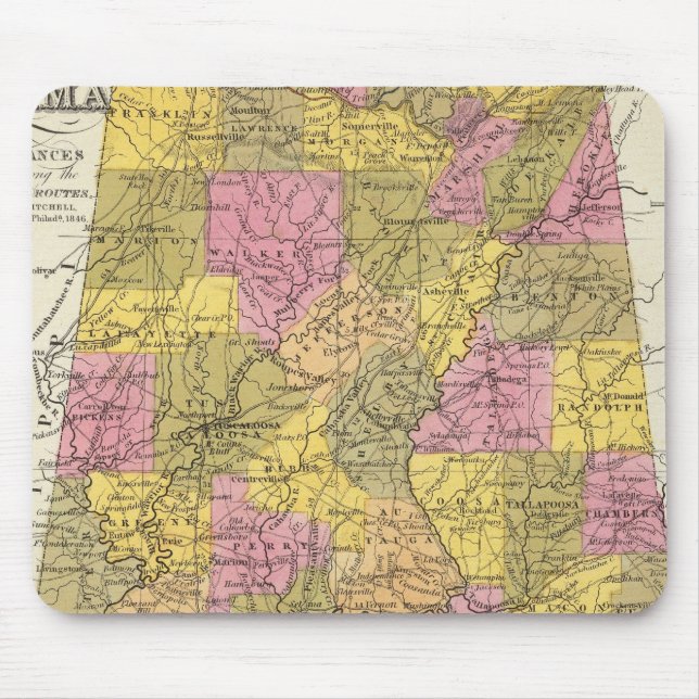 Tapis De Souris Nouvelle Carte De L'Alabama (Devant)