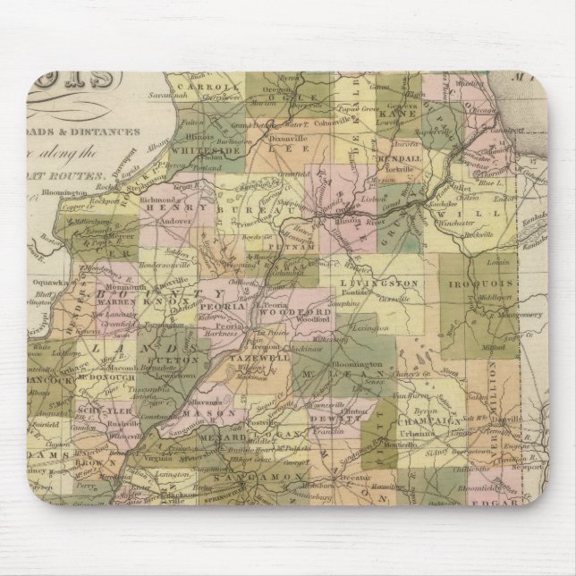 Tapis De Souris Nouvelle Carte De L'Illinois 2 (Devant)