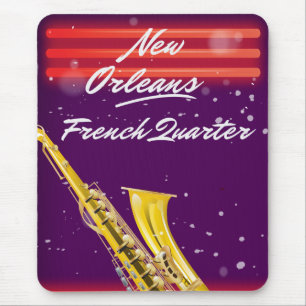 Tapis De Souris Nouvelle-Orléans French Quarter Saxophone affiche 