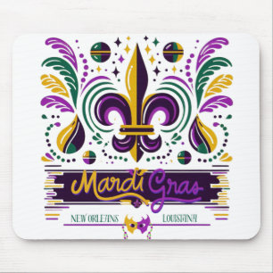 Tapis De Souris Nouvelle-Orléans Mardi Gras jaune violet vert