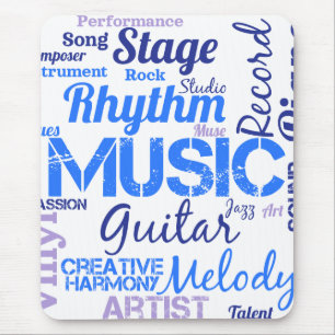 Tapis De Souris Nuage de mots amateur de musique Musicien 