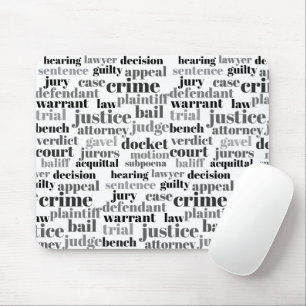 Tapis De Souris Nuage de mots de texte judiciaire noir sur fond bl
