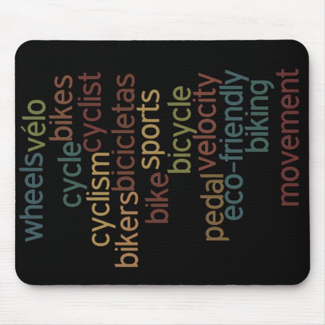 Tapis De Souris nuage de mots de vélo (Devant)