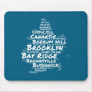 Tapis De Souris Nuage de mots des quartiers de Brooklyn New York B