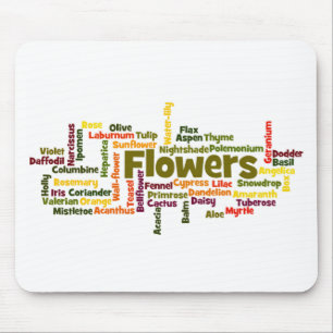Tapis de souris nuage de mots fleurs