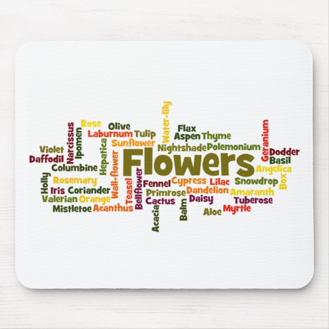 Tapis de souris nuage de mots fleurs (Devant)