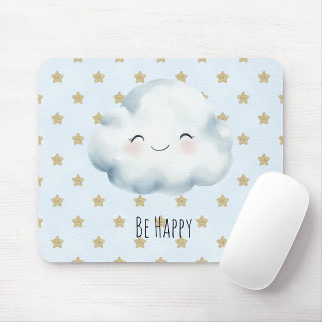 Tapis De Souris Nuage Étoiles Dorées Blue Be Happy (Avec souris)