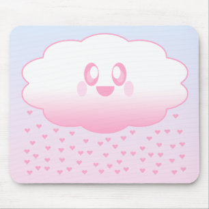 TAPIS DE SOURIS NUAGE MIGNON PLUIE DE COEURS AMOUR DOUX