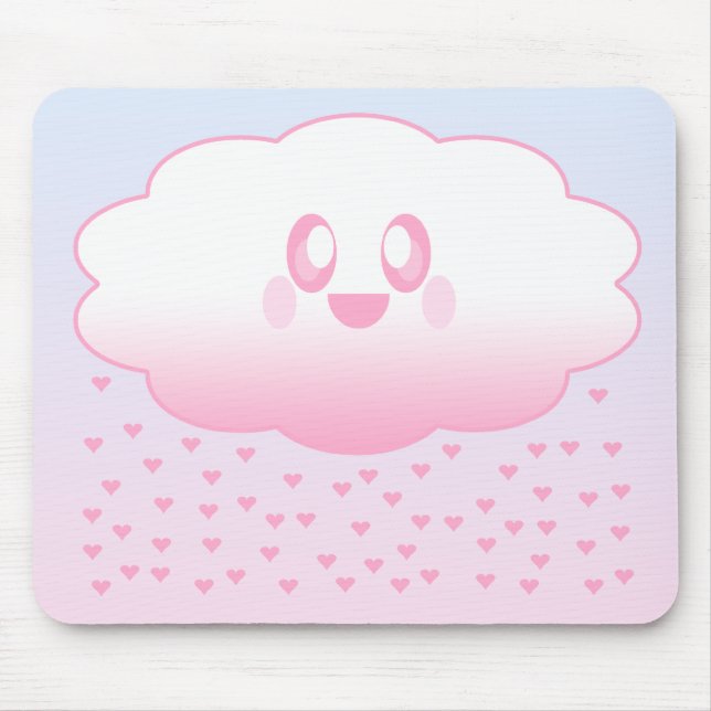 TAPIS DE SOURIS NUAGE MIGNON PLUIE DE COEURS AMOUR DOUX (Devant)