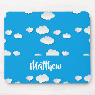 Tapis De Souris Nuages blancs sur bleu