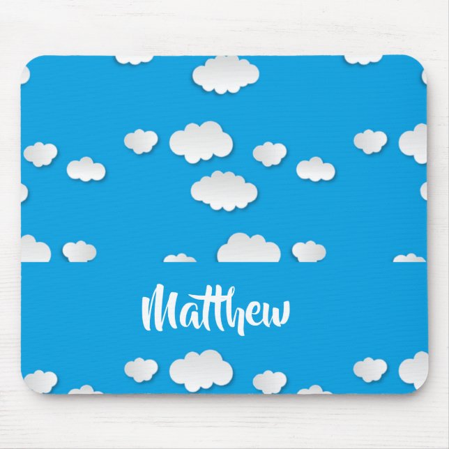 Tapis De Souris Nuages blancs sur bleu (Devant)
