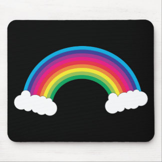 Tapis De Souris Nuages et arc-en-ciel coloré mignon noir