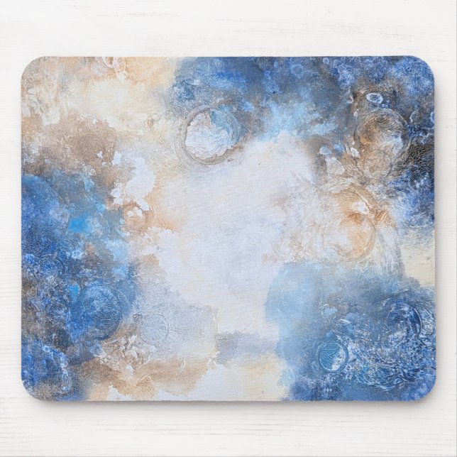 Tapis De Souris Nuages Texturés Bleu Abstrait & Sable (Devant)