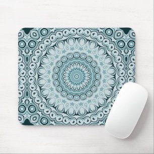 Tapis De Souris Nuances de bleu Nautique Mandala Design