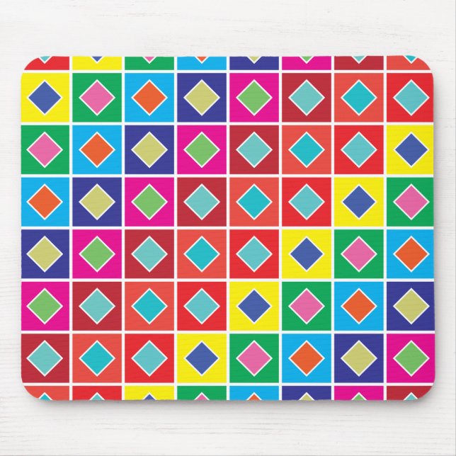 Tapis De Souris nuances de couleur carré diamant (Devant)