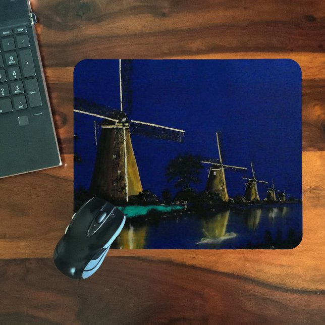 Tapis De Souris Nuit à Kinderdijk (Créateur téléchargé)