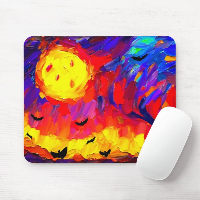 Tapis De Souris Nuit Abstraite d'Halloween moderne (Avec souris)