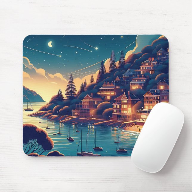 Tapis De Souris Nuit Côtière Enchantée (Avec souris)