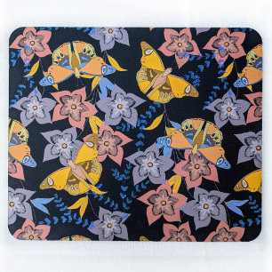 Tapis De Souris Nuit des papillons et des fleurs