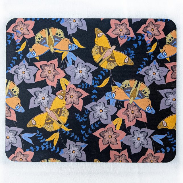 Tapis De Souris Nuit des papillons et des fleurs (Créateur téléchargé)