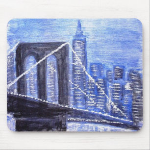 Tapis De Souris Nuit d'hiver de pont de Brooklyn