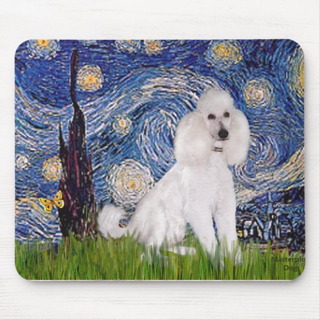 Tapis De Souris Nuit étoilée - Caniche blanc standard (C) (Devant)