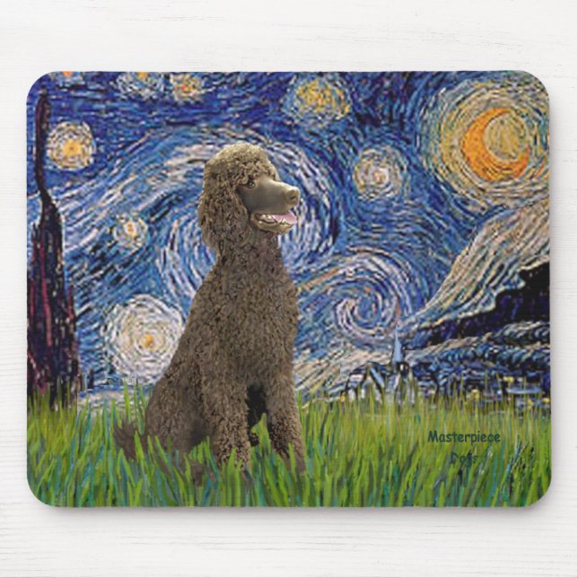 Tapis De Souris Nuit étoilée - Caniche St. au Chocolat (Devant)