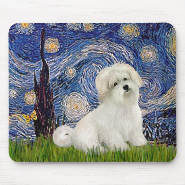 Tapis De Souris Nuit étoilée - Coton de Tulear 7 (Devant)