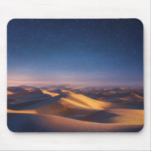 Tapis De Souris Nuit étoilée sur le paysage de dunes de désert dor